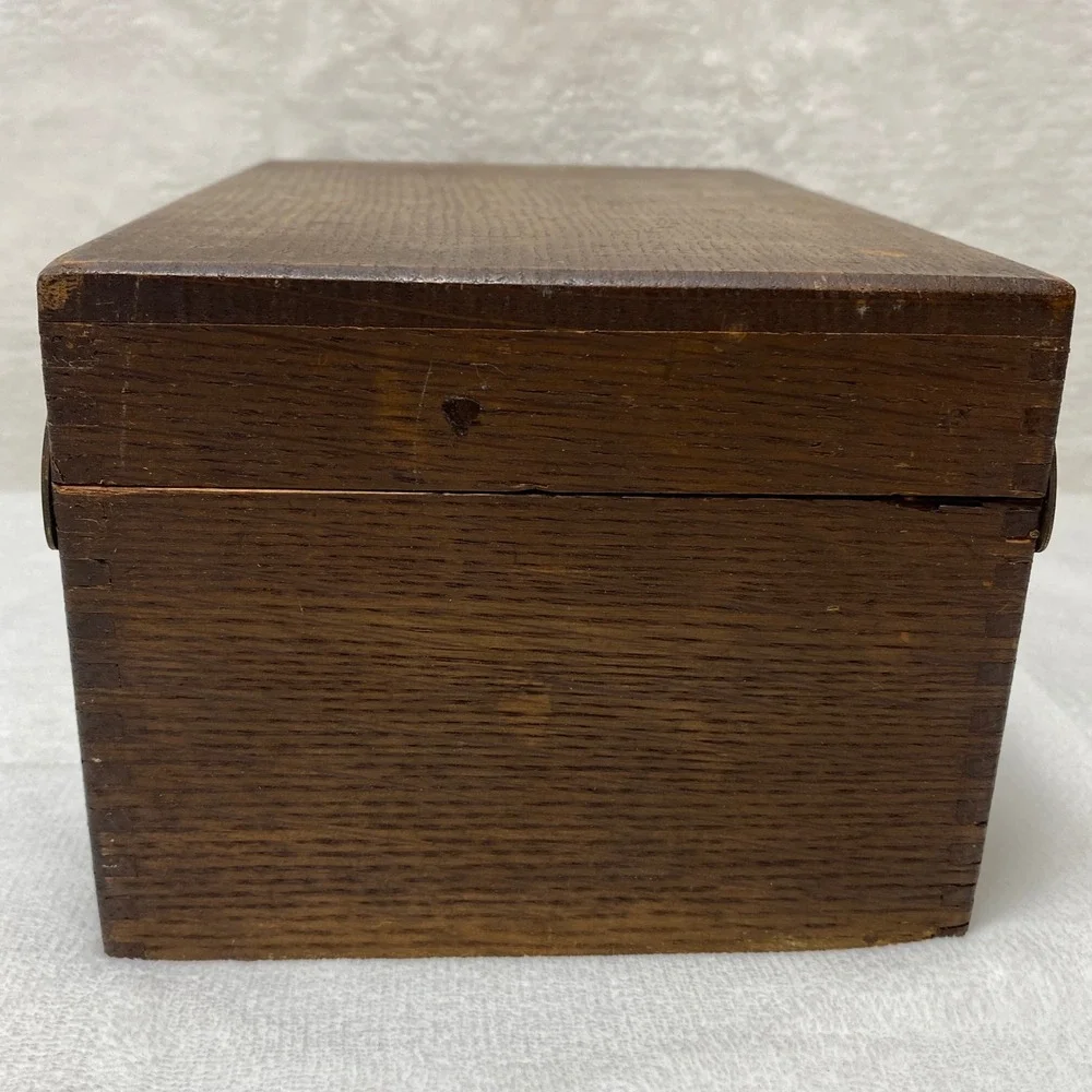 VTG Weis Oak Wooden Recipe‎ Card Catalog Box Dovetail Assembly Made in USA
